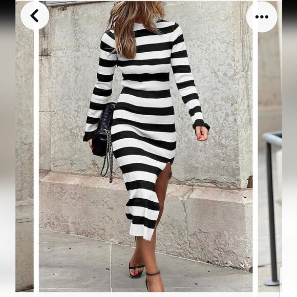 Vella Valentina Striped Midi Long Sleeve Dress small - Picture 1 of 15